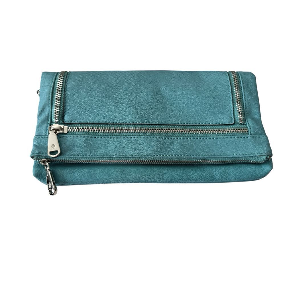 JLO JENNIFER LOPEZβ BALTIC turquoise women's clutch purse zippers Formal Party